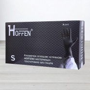 Рукавички нітрилові Hoffen, текстуровані чорні, розмір S, 50пар/уп
